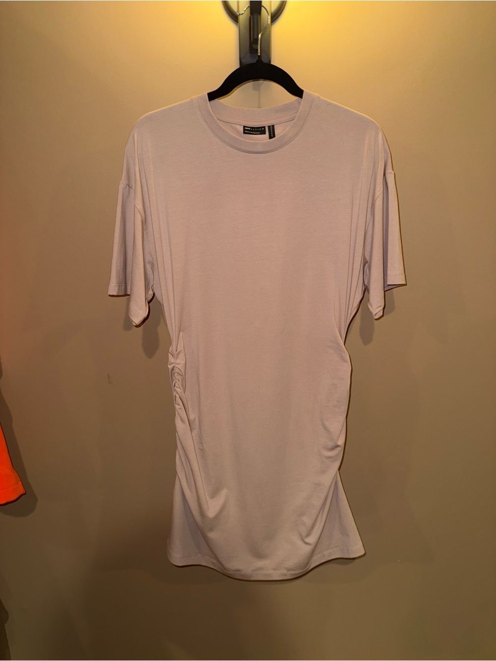 ASOS Pale Pink Midi T-Shirt Dress with Side Ruching